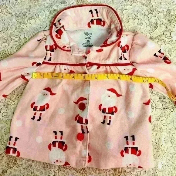 Carter’s Just For You Santa Christmas Pajamas 12 M Pink - Picture 4 of 8